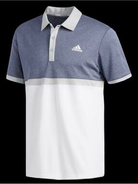 Adidas Men’s Heather Blue and White Colorblock Golf Polo